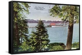 Lake Tahoe, California - Tahoe Tavern View of Lake and Tahoe Steamer-Lantern Press-Framed Stretched Canvas