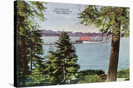 Lake Tahoe, California - Tahoe Tavern View of Lake and Tahoe Steamer-Lantern Press-Stretched Canvas