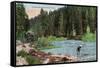 Lake Tahoe, California - Truckee River Near Tahoe Tavern Scene-Lantern Press-Framed Stretched Canvas