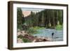 Lake Tahoe, California - Truckee River Near Tahoe Tavern Scene-Lantern Press-Framed Art Print