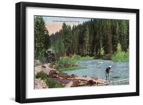 Lake Tahoe, California - Truckee River Near Tahoe Tavern Scene-Lantern Press-Framed Art Print