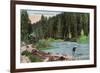 Lake Tahoe, California - Truckee River Near Tahoe Tavern Scene-Lantern Press-Framed Premium Giclee Print