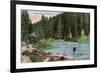 Lake Tahoe, California - Truckee River Near Tahoe Tavern Scene-Lantern Press-Framed Premium Giclee Print
