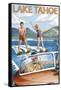 Lake Tahoe, California - Water Skiing Scene-Lantern Press-Framed Stretched Canvas