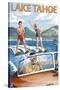 Lake Tahoe, California - Water Skiing Scene-Lantern Press-Stretched Canvas