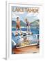 Lake Tahoe, California - Water Skiing Scene-Lantern Press-Framed Art Print