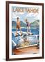 Lake Tahoe, California - Water Skiing Scene-Lantern Press-Framed Art Print