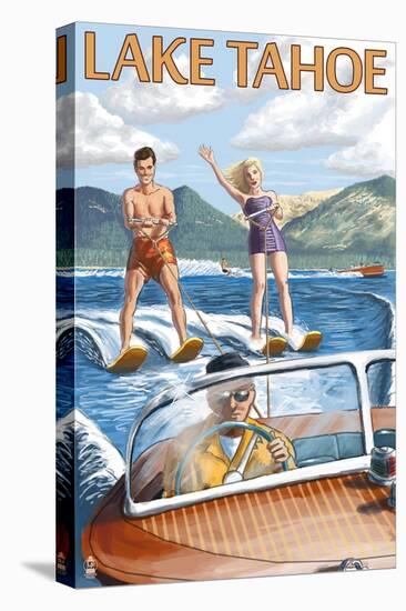 Lake Tahoe, California - Water Skiing Scene-Lantern Press-Stretched Canvas