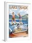 Lake Tahoe, California - Water Skiing Scene-Lantern Press-Framed Art Print