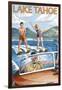 Lake Tahoe, California - Water Skiing Scene-Lantern Press-Framed Art Print