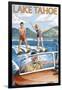 Lake Tahoe, California - Water Skiing Scene-Lantern Press-Framed Art Print