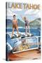 Lake Tahoe, California - Water Skiing Scene-Lantern Press-Stretched Canvas