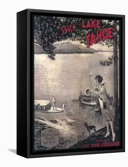 Lake Tahoe, California - Wooden Boat Poster-Lantern Press-Framed Stretched Canvas