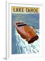 Lake Tahoe, California - Wooden Boat-Lantern Press-Framed Art Print