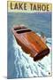 Lake Tahoe, California - Wooden Boat-Lantern Press-Mounted Art Print