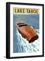 Lake Tahoe, California - Wooden Boat-Lantern Press-Framed Art Print