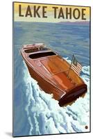 Lake Tahoe, California - Wooden Boat-Lantern Press-Mounted Art Print