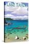 Lake Tahoe - Kayakers in Secret Cove-Lantern Press-Stretched Canvas