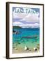 Lake Tahoe - Kayakers in Secret Cove-Lantern Press-Framed Art Print