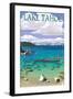 Lake Tahoe - Kayakers in Secret Cove-Lantern Press-Framed Art Print