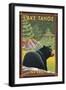 Lake Tahoe, Nevada - Black Bear-Lantern Press-Framed Art Print
