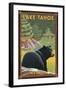 Lake Tahoe, Nevada - Black Bear-Lantern Press-Framed Art Print