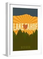 Lake Tahoe, Nevada - Heart and Mountains-Lantern Press-Framed Art Print