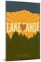 Lake Tahoe, Nevada - Heart and Mountains-Lantern Press-Mounted Art Print