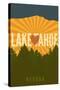 Lake Tahoe, Nevada - Heart and Mountains-Lantern Press-Stretched Canvas