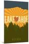 Lake Tahoe, Nevada - Heart and Mountains-Lantern Press-Mounted Art Print