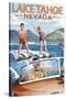 Lake Tahoe, Nevada - Water Skiing Scene-Lantern Press-Stretched Canvas