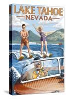 Lake Tahoe, Nevada - Water Skiing Scene-Lantern Press-Stretched Canvas