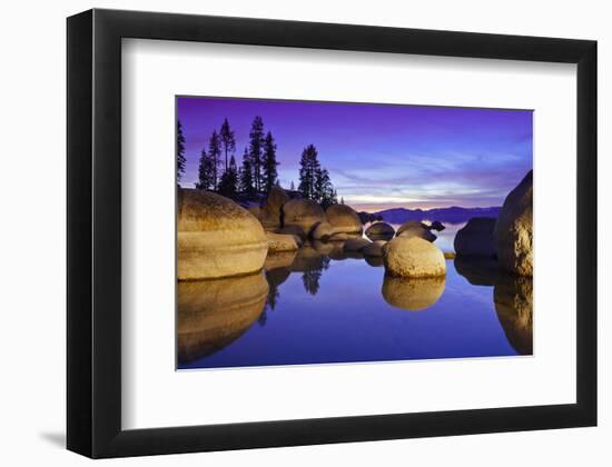 Lake Tahoe Sunset and Boulders-null-Framed Art Print