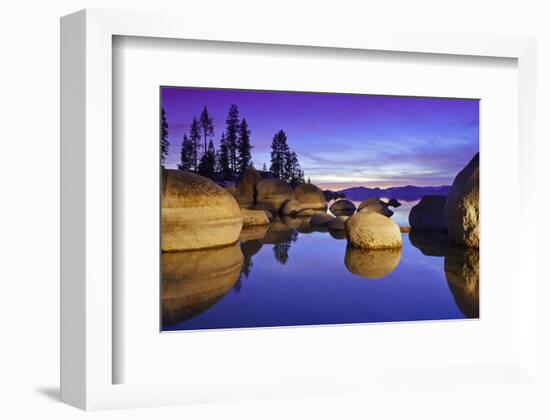 Lake Tahoe Sunset and Boulders-null-Framed Art Print