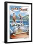 Lake Tahoe - Water Skiing Scene-Lantern Press-Framed Art Print