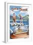 Lake Tahoe - Water Skiing Scene-Lantern Press-Framed Art Print