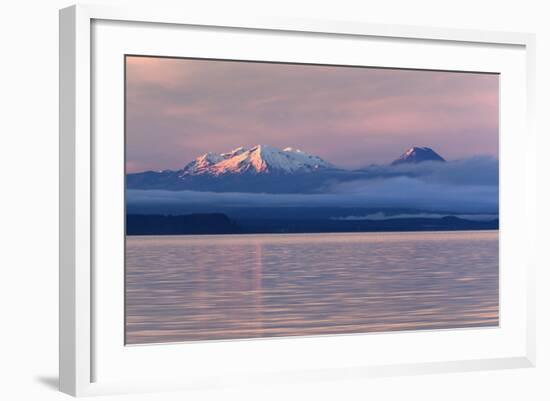 Lake Taupo with Mount Ruapehu and Mount Ngauruhoe at Dawn-Stuart-Framed Photographic Print