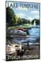 Lake Templene - Sturgis, Michigan - Pontoon Boats-Lantern Press-Mounted Art Print