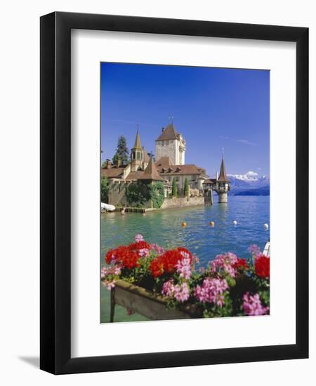 Lake Thun (Thunersee) and Oberhofen Castle, Bernese Oberland, Switzerland, Europe-Simon Harris-Framed Photographic Print
