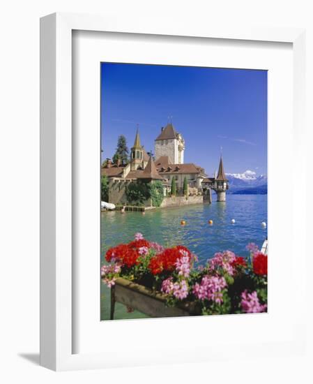 Lake Thun (Thunersee) and Oberhofen Castle, Bernese Oberland, Switzerland, Europe-Simon Harris-Framed Photographic Print