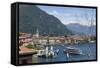 Lake Tourist Boat Arriving, Bellagio, Lake Como, Italian Lakes, Lombardy, Italy, Europe-James Emmerson-Framed Stretched Canvas