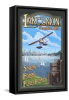 Lake Union Float Plane, Seattle, Washington-Lantern Press-Framed Stretched Canvas