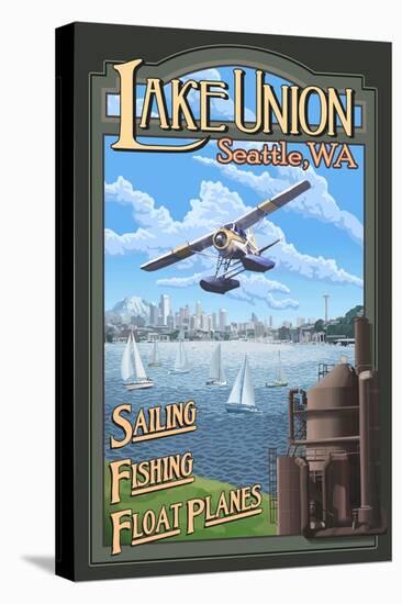 Lake Union Float Plane, Seattle, Washington-Lantern Press-Stretched Canvas