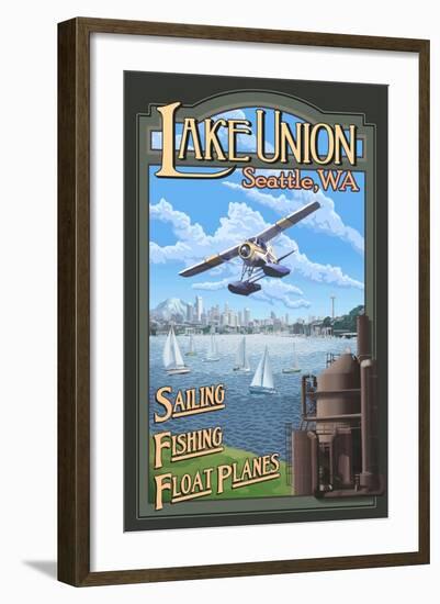 Lake Union Float Plane, Seattle, Washington-Lantern Press-Framed Art Print