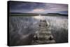 Lake Usma Viewed from a Mooring Stage on Moricsala Island with Dark Clouds, Moricsala, Latvia-López-Stretched Canvas