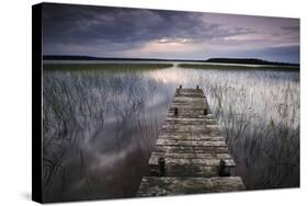 Lake Usma Viewed from a Mooring Stage on Moricsala Island with Dark Clouds, Moricsala, Latvia-López-Stretched Canvas