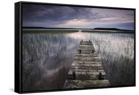 Lake Usma Viewed from a Mooring Stage on Moricsala Island with Dark Clouds, Moricsala, Latvia-López-Framed Stretched Canvas