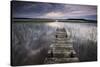 Lake Usma Viewed from a Mooring Stage on Moricsala Island with Dark Clouds, Moricsala, Latvia-López-Stretched Canvas