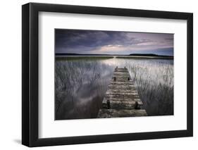 Lake Usma Viewed from a Mooring Stage on Moricsala Island with Dark Clouds, Moricsala, Latvia-López-Framed Photographic Print