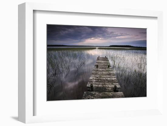 Lake Usma Viewed from a Mooring Stage on Moricsala Island with Dark Clouds, Moricsala, Latvia-López-Framed Photographic Print